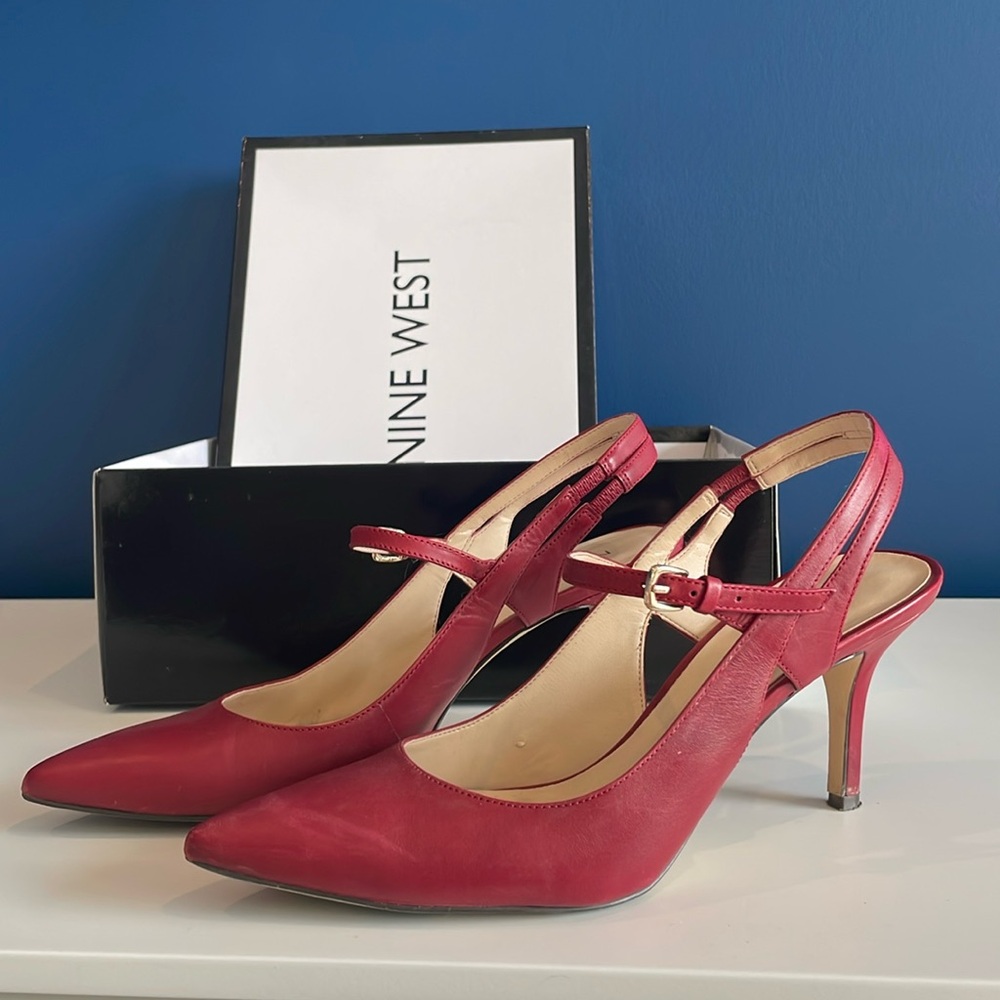 Nine West red leather heel